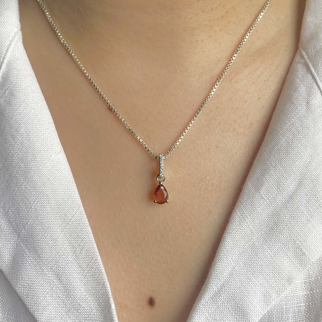 Orange Kyanite & White Topaz Pendant-(KYN-SP-1165-O.)